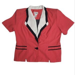 NEW VINTAGE 80s pink blazer short sleeve one button XL‎